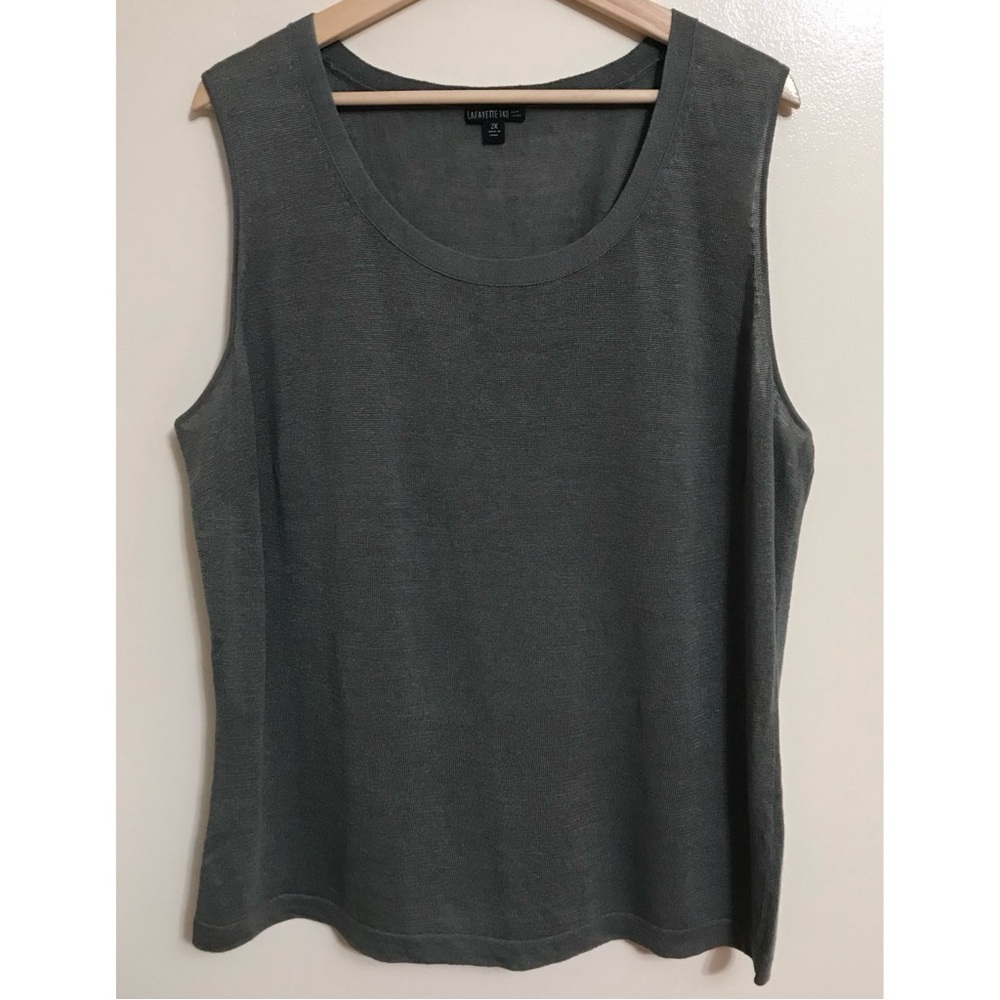 Lafayette 148 • 2X • 100% Linen Scoop Neck Sleeveless Tank Top Shell Grey